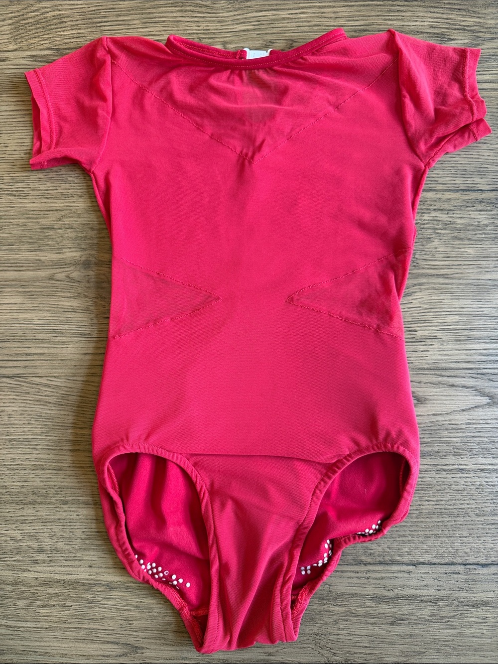 Girls Red Short-Sleeve Dance Leotard